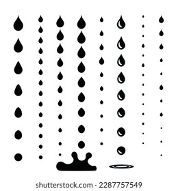 Splash Water Icon, Drop Shape, Paint Splatter, Circle Droplet Frame, Rain Bubble Silhouette, Water Splash Vector Illustration