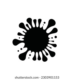 Splash Water Icon, Drop Shape, Paint Splatter, Circle Droplet Frame, Rain Bubble Silhouette, Water Splash Vector Illustration