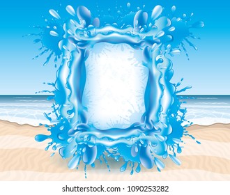 A splash of water on the beach background with space for your text.