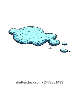 splash water puddle hand drawn. drop spill, isolated rain, wet splatter splash water puddle vector sketch. isolated color illustration