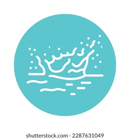 A splash of water in the sea color line icon.  Liquid flow. Natural resource