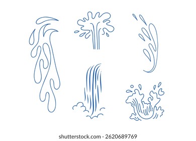 Salpicaduras, agua, líneas suaves. Gráficos de Vector de Imagen abstractos estilizados.