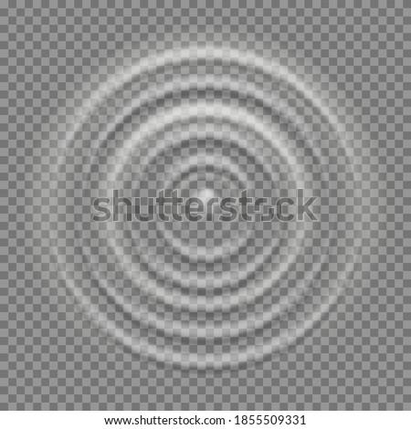 Splash water top view. Realistic ripple on pure liquid concentric surface, clean macro droplet falling on aqua, round puddle 3D vector isolated radial circle texture template on transparent background