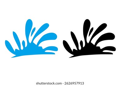 Ícone de conjunto preto e azul do vetor de água de splash. Ícone de conjunto preto e azul isolado de gota fresca. Ilustração de vetor salpicos de água sobre fundo branco
