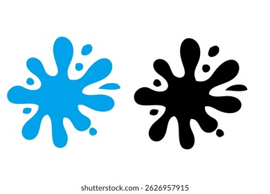 Vector de agua de salpicadura negro y azul icono de conjunto. Gota fresca aislada icono de conjunto negro y azul. Salpicadura de agua de Ilustración vectorial sobre fondo blanco