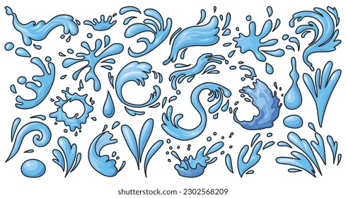 Splash water vector color set icon. Fresh droplet isolated color set icon. Vector illustration splash water on white background.