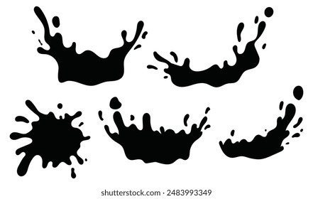 splash water vector, sillhouette water splashes