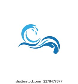 Logo de la playa de la ola de agua de salpicar y vector de símbolo
