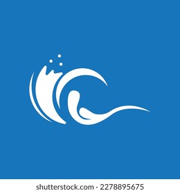 Logo de la playa de la ola de agua de salpicar y vector de símbolo