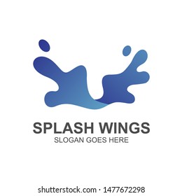 Splash Water With Wings Shape Logo Design