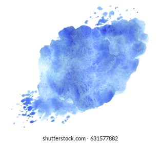 Splash watercolor blue blot vector pattern on white  Texture for banners. Background for logo and text.