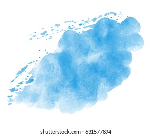 Splash watercolor blue blot vector pattern on white  Texture for banners. Background for logo and text.