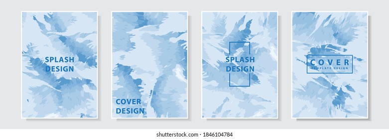 splash watercolor cover template design set collection, with blue color