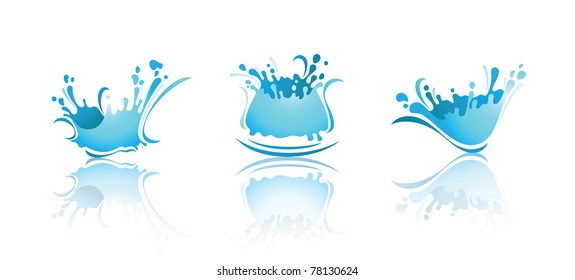 Splash Waves and Water with reflection. First set icons