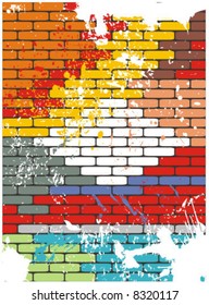 Splashed brick-wall