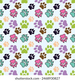 Splashed Paws Seamless Vector Pattern Design 02