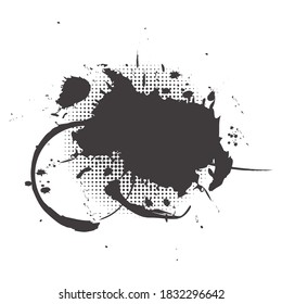 Splashes of black paint. Grunge splash. Stroke ink texture. Vector illustration.