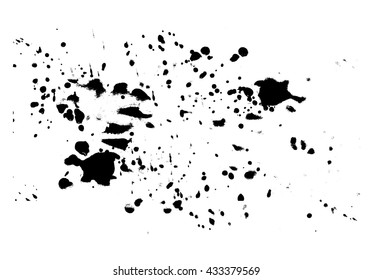 Splashes of black paint on paper. Grunge texture.