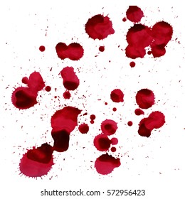 Splashes of blood. Vector image isolated on a white background.