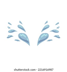 Blauer Wassertropfen fallen flach Vektorgrafik. Einfache, klare Tropfen von Schweiß, Regen oder Tränen aus dem Weinen einzeln auf weißem Hintergrund. Emotionen, Naturkonzept für Grafikdesign