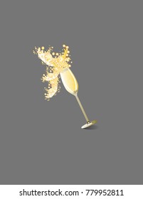 Splashes of champagne glass
