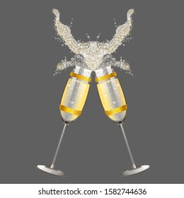Splashes of champagne in glasses