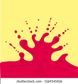 Splashes of cherry juice. Fruit beverage. Vector juicy wave, flowing liquid. Graphic vector. Fresh fruit. Beautiful abstract closeup of splashes of cherry juice on white background for decoration