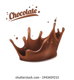 splashes of chocolate. spots 3D.Abstract realistic chocolate drop with splashes isolated on white background.element for advertising, package design. vector illustration