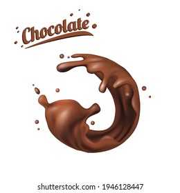 salpicaduras de chocolate. spots 3D.Resumen caída realista de chocolate con salpicaduras aisladas en fondo blanco.elemento para publicidad, diseño de paquetes. ilustración vectorial