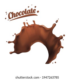 splashes of chocolate. spots 3D.Abstract realistic chocolate drop with splashes isolated on white background.element for advertising, package design. vector illustration
