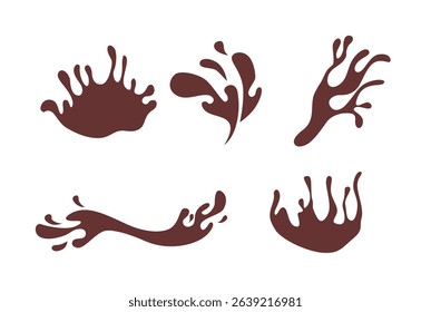 Splashes of coffee or hot chocolate illustrations set

