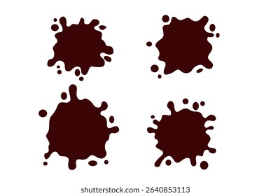 Splashes of coffee or hot chocolate illustrations set vector
