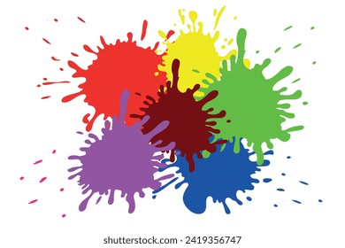 Colores de pintura. Lugares multicolores coloridos, una explosión de colores abstractos. Conjunto vectorial moderno de manchas de tinta.