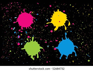 Esplandor de pinturas de color sobre fondo negro