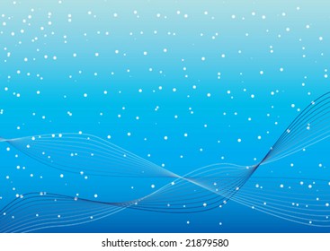 splashes and curved lines, blue abstract vector background