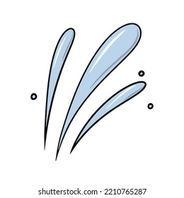 Splashes, drops, water jet, vector illustration in cartoon style on a white background