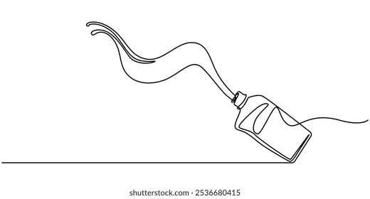 Espargos de óleo do motor derramando de uma garrafa de plástico desenho contínuo de uma linha, troca de óleo, mão cortada derramando água em máquinas, Rússia, derramando qualidade de óleo do motor no motor do carro. 