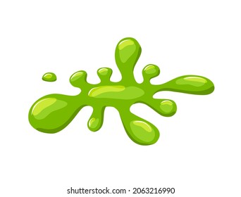 Trozos de lodo verde sobre un fondo blanco aislado. Derrame de líquido verde.Goo blob chorro de agua moco Vector ilustración de la caricatura.