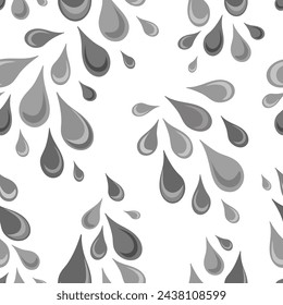 Splashes of irregular sized gray shaded droplets arranged in vector seamless pattern. Subtle surface art for printing or use in graphic design projects.
