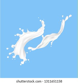 splashes of milk and cream. drink healthy. vector illustration