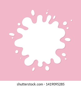 Splashes of milk on the pink background. Vector