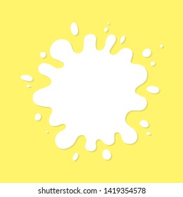 Splashes of milk on the yellow background with text milk