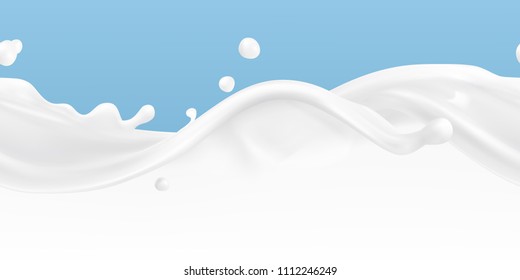 Splashes of milk seamless vector pattern