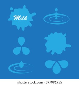 Splashes of milk. Set of dairy spots vector. Milk vector