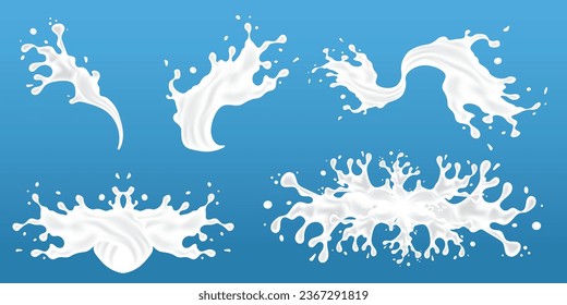 Splashes of milk or yogurt in various shapes. Milk background design part