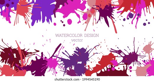 Splashes of paint. Blots. Creative bright watercolor background, banner, cover design. Art design in an abstract style.