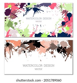 Colas de pintura. Blogs. Un conjunto de dos originales acuarelas de colores vivos. Cartel, diseño de portada. Diseño artístico de estilo abstracto.