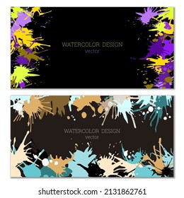 Des éclaboussures de peinture. Des urnes. Ensemble de deux arrière-plans créatifs à l'aquarelle brillante. Bannière, couverture. Design artistique dans un style abstrait.