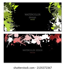 Colas de pintura. Blogs. Un conjunto de dos originales acuarelas de colores vivos. Cartel, diseño de portada. Diseño artístico de estilo abstracto.