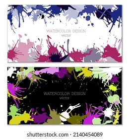 Des éclaboussures de peinture. Des urnes. Ensemble de deux arrière-plans créatifs à l'aquarelle brillante. Bannière, couverture. Design artistique dans un style abstrait.